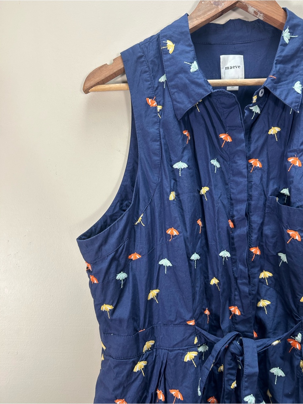 Anthropologie Maeve Sleeveless Mini Tank Embroidered Umbrella Shirt Dress XL - Picture 4 of 10